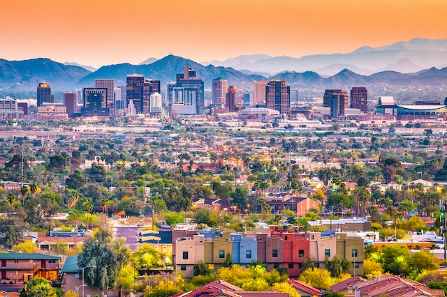 Phoenix, AZ skyline representing outplacement services in Phoenix